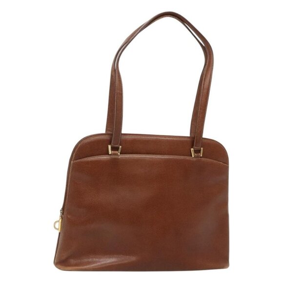 Salvatore Ferragamo Shoulder Bag Leather Brown Gold Auth bs24619 - Picture 1 of 16